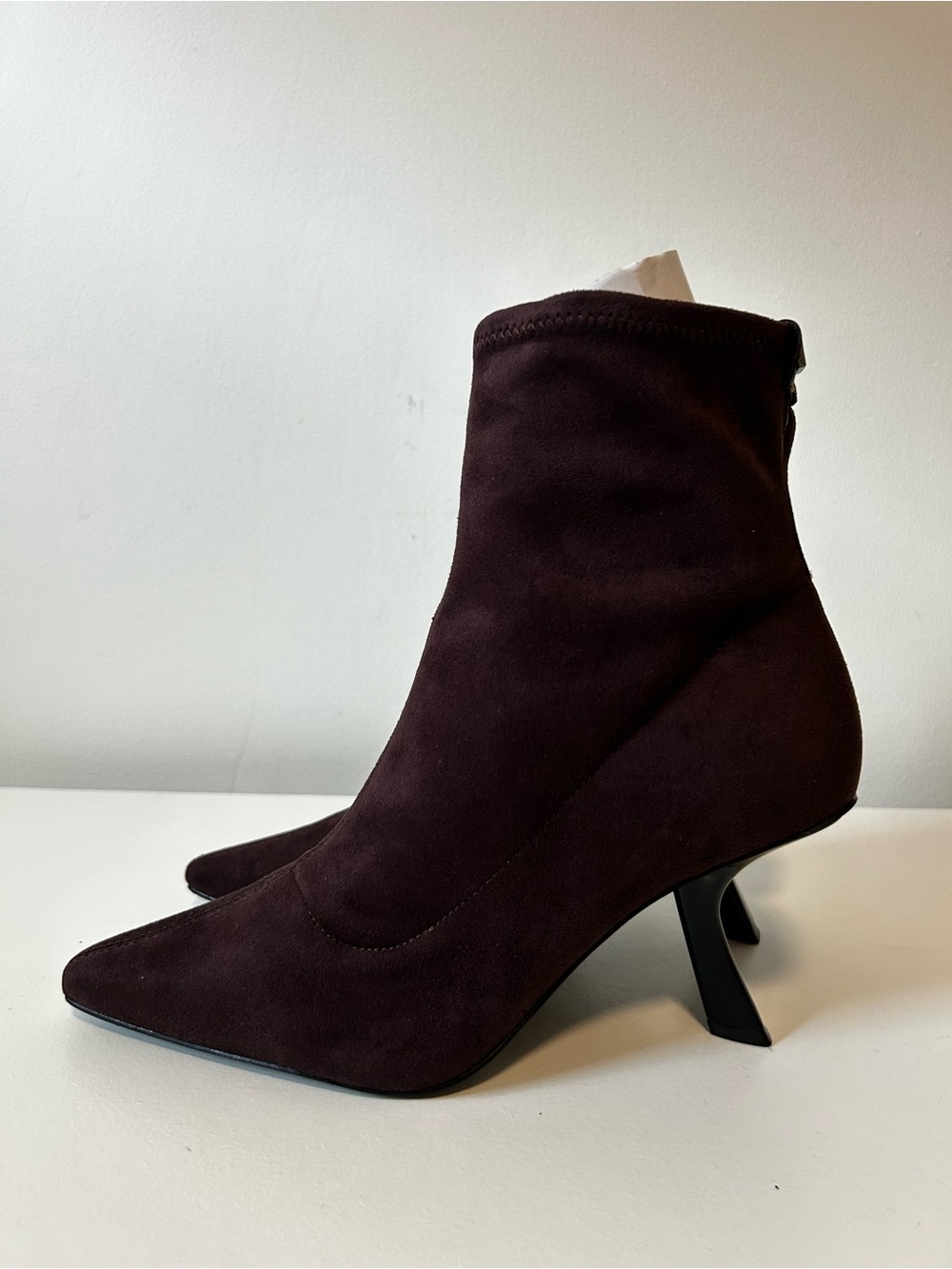 Karl Lagerfeld Dark Brown Pointed Sock Ankle Booties